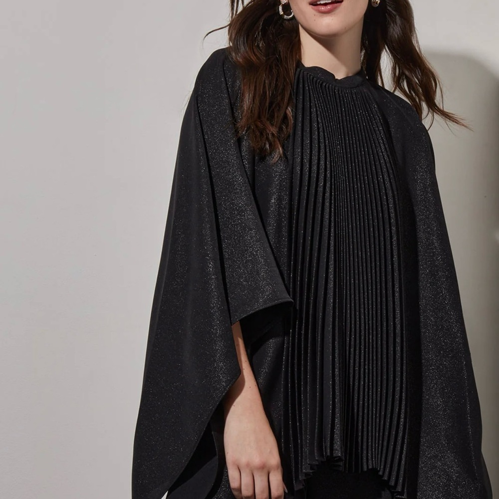 Pleated Poncho - Shimmer Woven